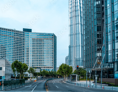 Urban city view with buildings in Shanghai, China