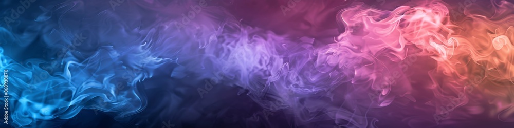 Obraz premium Unique Fantasy Vibrant Ethereal Colorful Background with Blue Gradient Dreamy Smoke, Shining Divine Light, Halloween, Christmas, Symbol of Human Faith, Jesus, Christianity, Hope, New Year, AI-Generate
