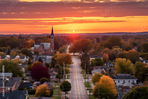 Sunset panorama of Ajax town showcasing serene suburb lifestyle and presence of abundant green spaces