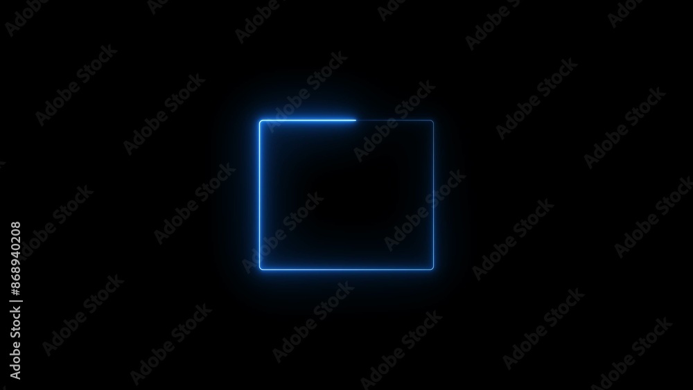 square frame royal blue color 4k illustration neon light on black background. square frame royal blue color 4k illustration neon light on black background.