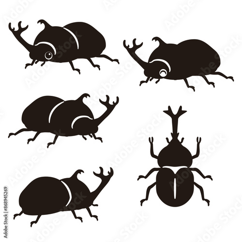 オスのカブトムシのシルエット