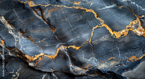 Black And Gold Marble Stone Texture Close Up