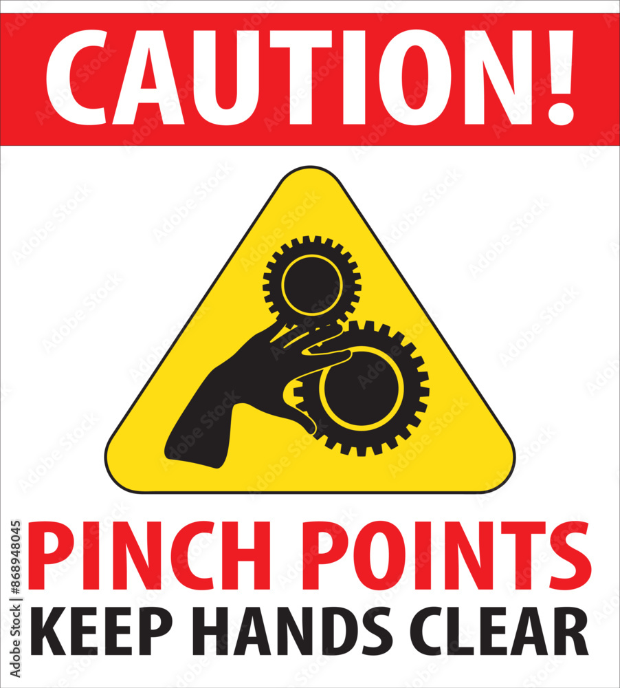 Obraz premium Pinch points keep hands clear industrial notice vector.eps
