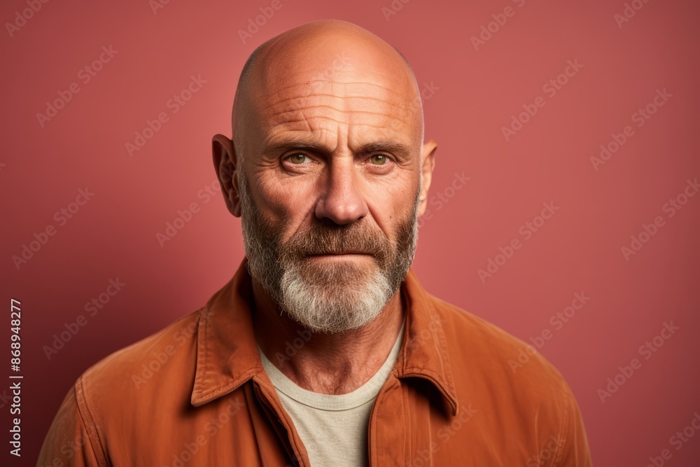 Portrait of an old man with a beard on a pink background. Portrait of an old man with a beard on a pink background.
