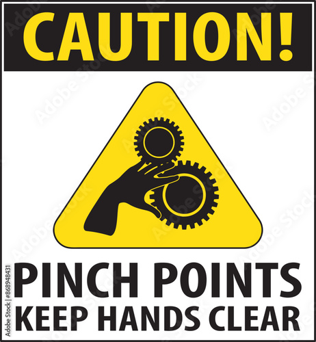 Pinch points keep hands clear industrial warning sign vector.eps