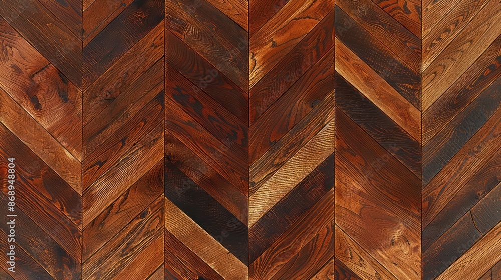 A wood grain patterned floor with a chevron design A wood grain patterned floor with a chevron design