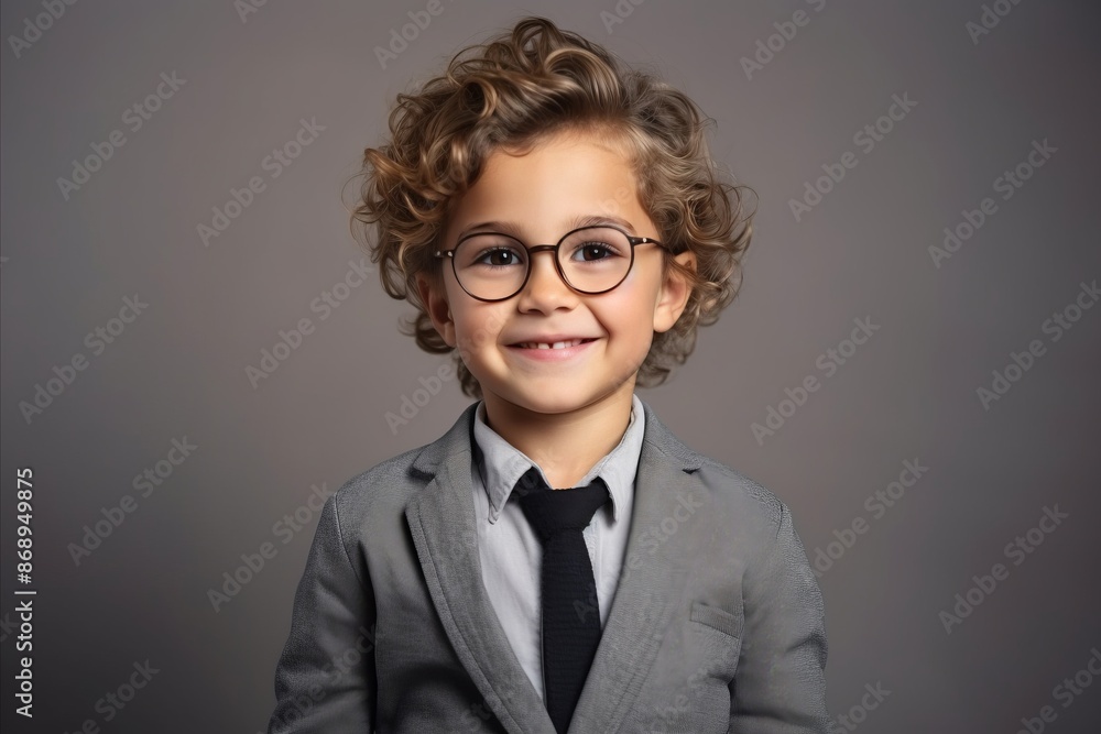 Portrait of a little boy in a business suit and glasses. Portrait of a little boy in a business suit and glasses.