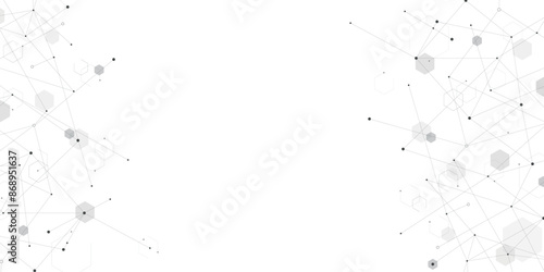 Hexagon shapes tech lines connected with communication lines background