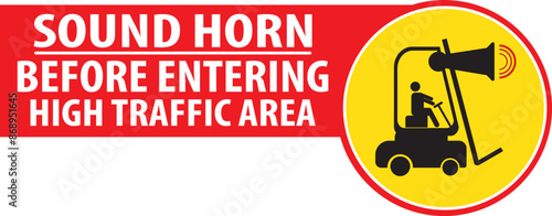 sound horn before entering high traffic area warning sign notice vector.eps