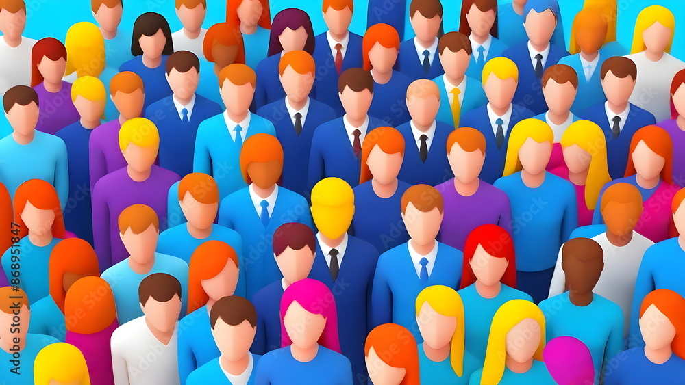 Large group of faceless people in colorful clothes. Diverse crowd of cartoon people illustration for business, team, or community. Large group of faceless people in colorful clothes. Diverse crowd of cartoon people illustration for business, team, or community.