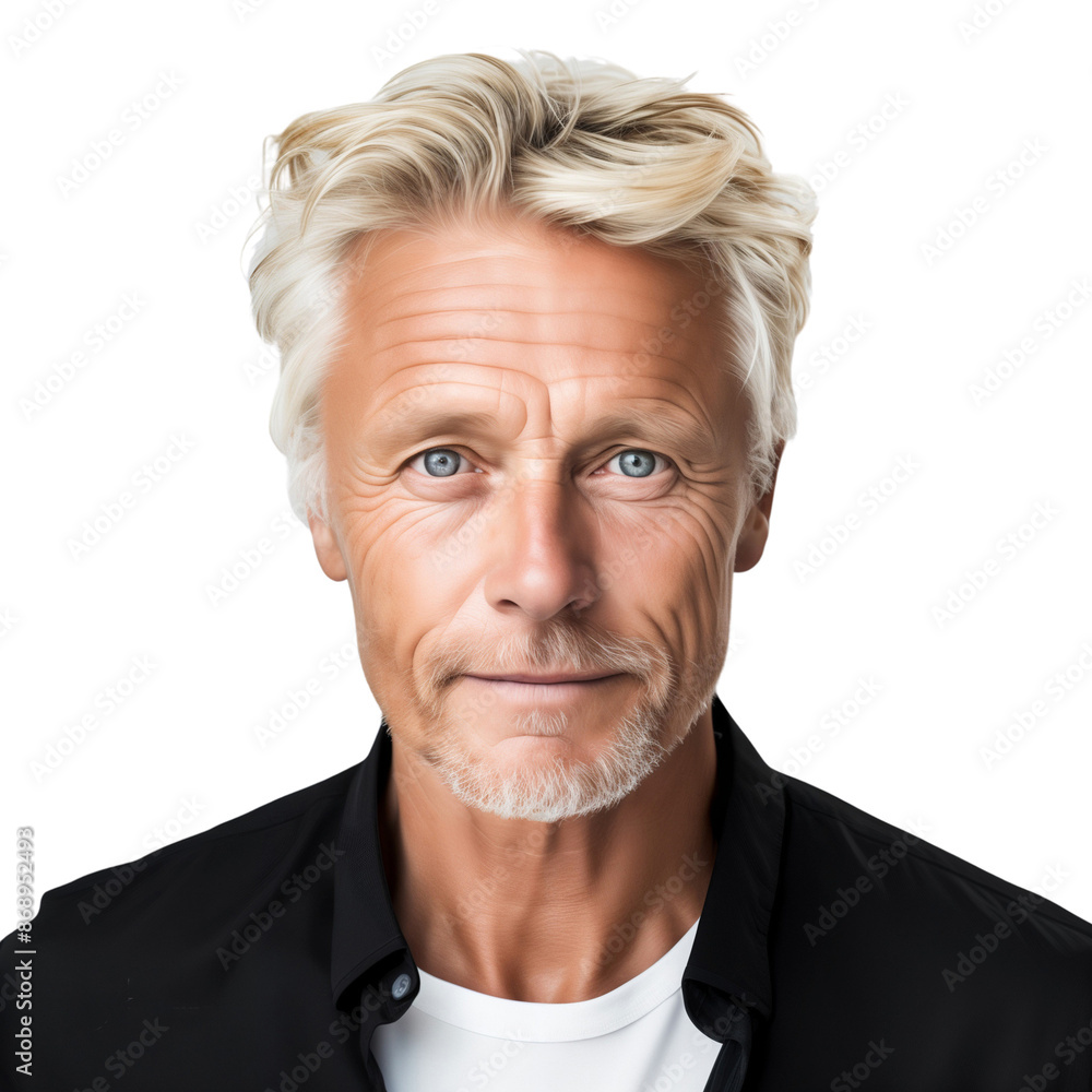 Close up portrait of a smiling senior man, studio shot, isolated on transparent background Close up portrait of a smiling senior man, studio shot, isolated on transparent background