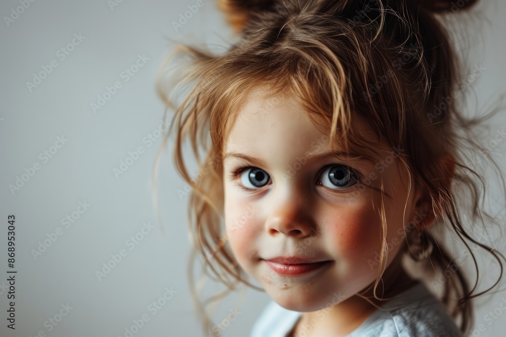 Portrait of a cute little girl with long hair, studio shot Portrait of a cute little girl with long hair, studio shot