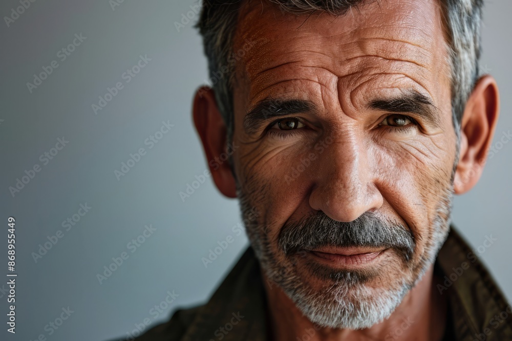 Portrait of a handsome mature man with grey hair and beard. Portrait of a handsome mature man with grey hair and beard.