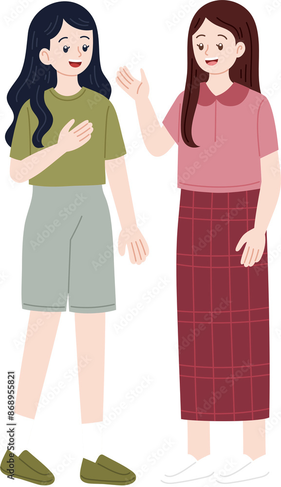 woman having conversation character illustration woman having conversation character illustration