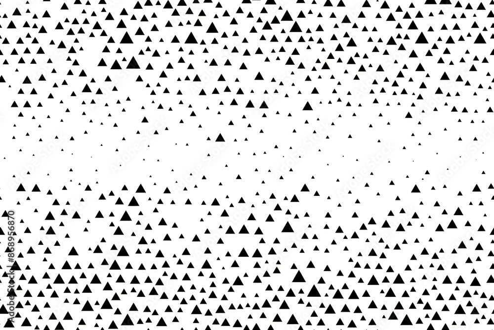 Black triangles pattern with varying sizes scattered across a white background. The distribution is denser towards the top and bottom, creating a visually balanced design. Black triangles pattern with varying sizes scattered across a white background. The distribution is denser towards the top and bottom, creating a visually balanced design.