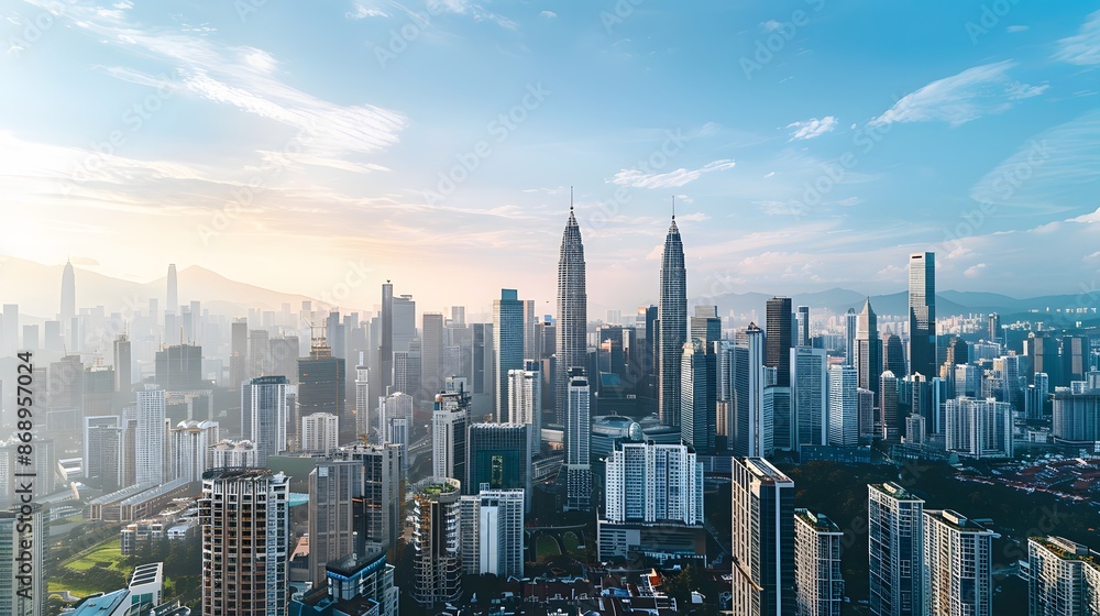 Obraz premium Kuala Lumpur Skyline at Sunset with Twin Towers