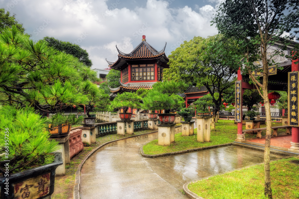 Foshan city, Guangdong, China. Bijiang Jinlou (Gold Tower) is a famous ancient building complex, has a history of several hundred years. It retains Lingnan style characteristics. Foshan city, Guangdong, China. Bijiang Jinlou (Gold Tower) is a famous ancient building complex, has a history of several hundred years. It retains Lingnan style characteristics.