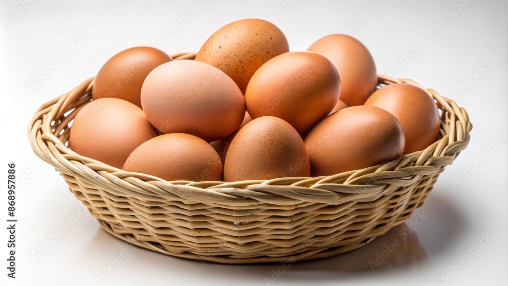 A sleek, isolated depiction of eggs nestled in a woven basket, set against a crisp transparent background, crafted with cutting-edge AI technology. A sleek, isolated depiction of eggs nestled in a woven basket, set against a crisp transparent background, crafted with cutting-edge AI technology.
