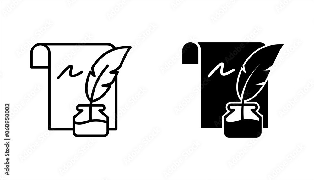 Feather pen write vector icon set. Quill pen icon vector illustration on white background Feather pen write vector icon set. Quill pen icon vector illustration on white background