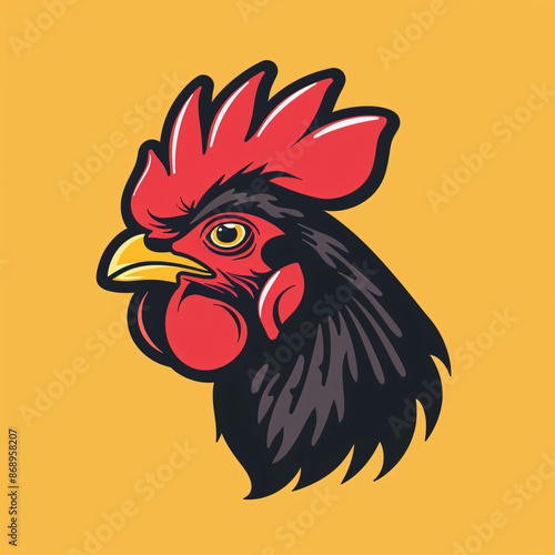 Wallpaper Mural black feather of rooster chicken logo in yellow background Torontodigital.ca