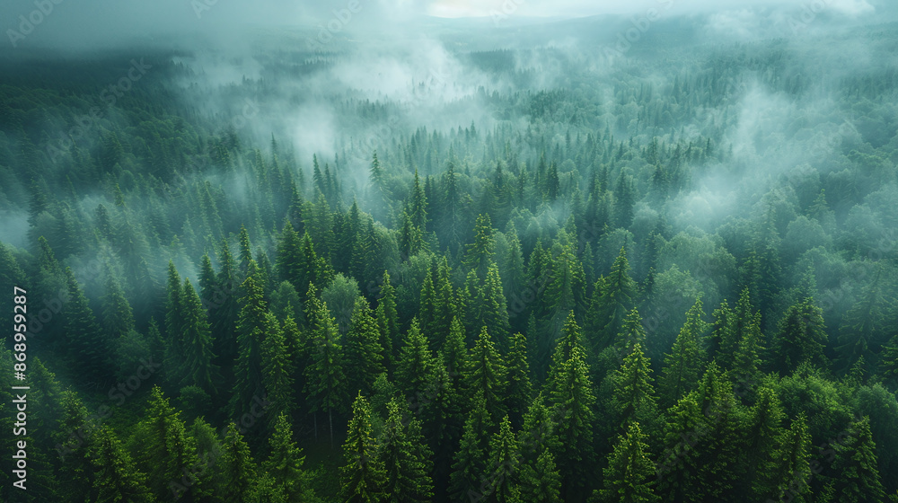 misty morning in the forest