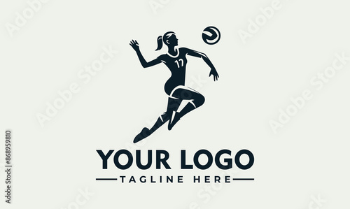 Woman Volleyball Vector Logo Unleash the Symbolism of Athleticism, Teamwork, and the Thrill of Volleyball Symbolize Sportsmanship, Competition, and the Spirit of Volleyball: Majestic Woman Volleyball