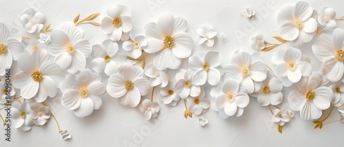 Elegant White Floral Arrangement on Textured Background with Gold Accents