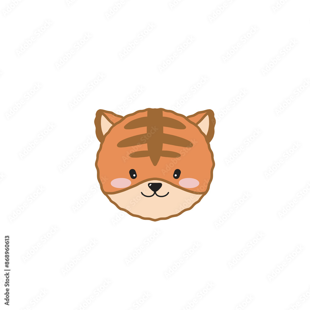 Obraz premium Flat animal illustration icon images, such as cats, dogs, pigs, lions, tiger, koala, cow, rabbit, giraffe, chick, duck, rat, monkey, ferret, panda