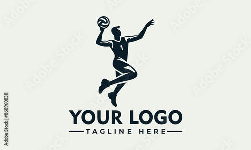 Man Volleyball Vector Logo Unleash the Symbolism of Athleticism, Teamwork, and the Thrill of Volleyball Embrace the Excitement, Skill, and Unwavering Passion for Volleyball with the Enchanting