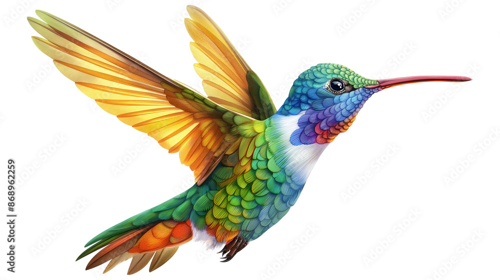 Obraz premium Vibrant Hummingbird in Mid-Air Cartoons isolated on a transparent background