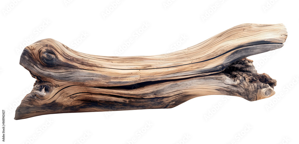 Obraz premium Dried dead tree trunk. Weathered driftwood cut out