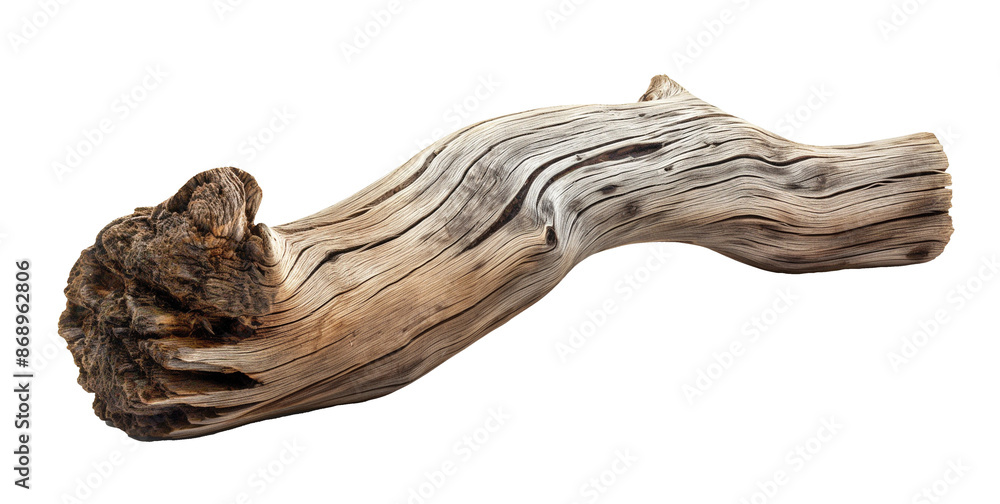 Dried dead tree trunk. Weathered driftwood cut out Dried dead tree trunk. Weathered driftwood cut out