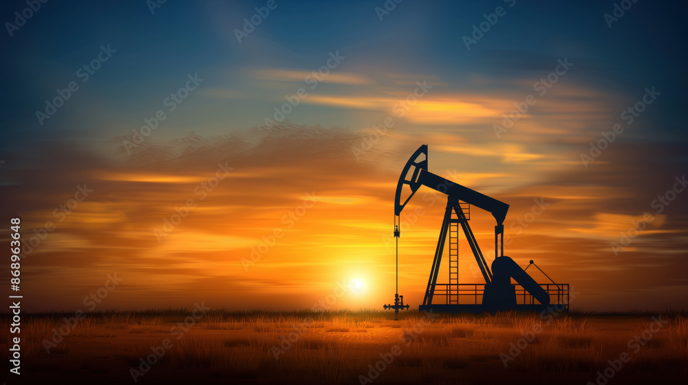Silhouette of oil pump jack rig on desert, energy industrial for petroleum gas production Silhouette of oil pump jack rig on desert, energy industrial for petroleum gas production