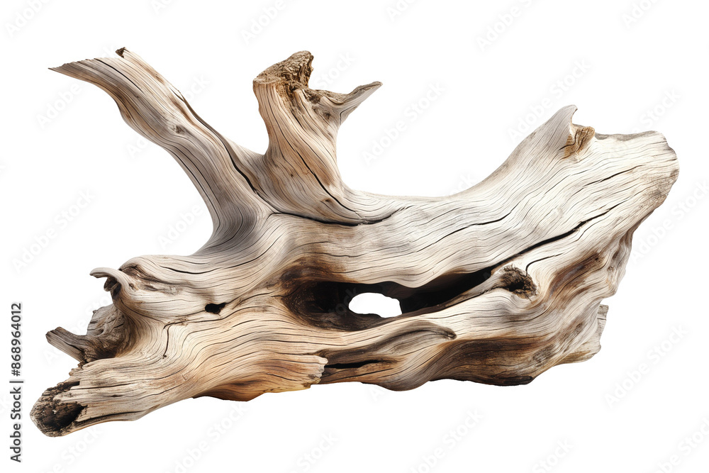Dried dead tree trunk. Weathered driftwood cut out Dried dead tree trunk. Weathered driftwood cut out