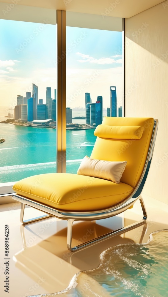 Fototapeta premium rendering of a sleek, modern yellow lounge chair