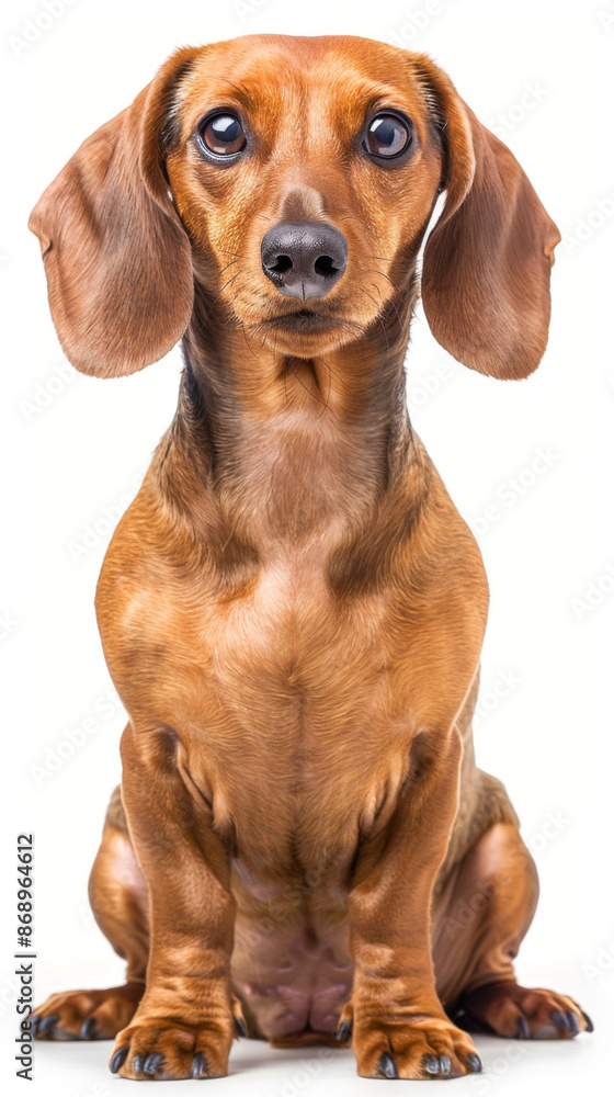 A small brown dog with a black nose resting in white studio A small brown dog with a black nose resting in white studio