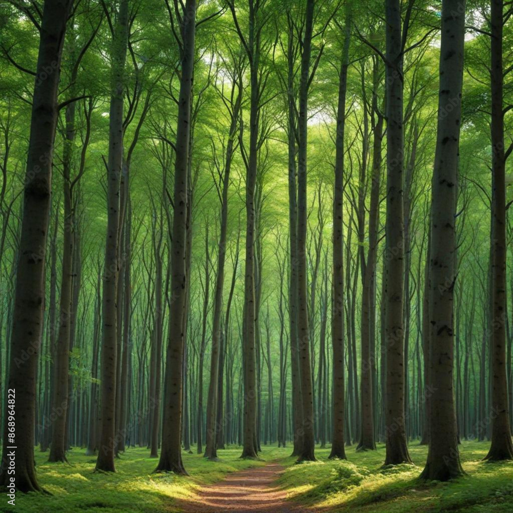 Obraz premium green forest in the morning