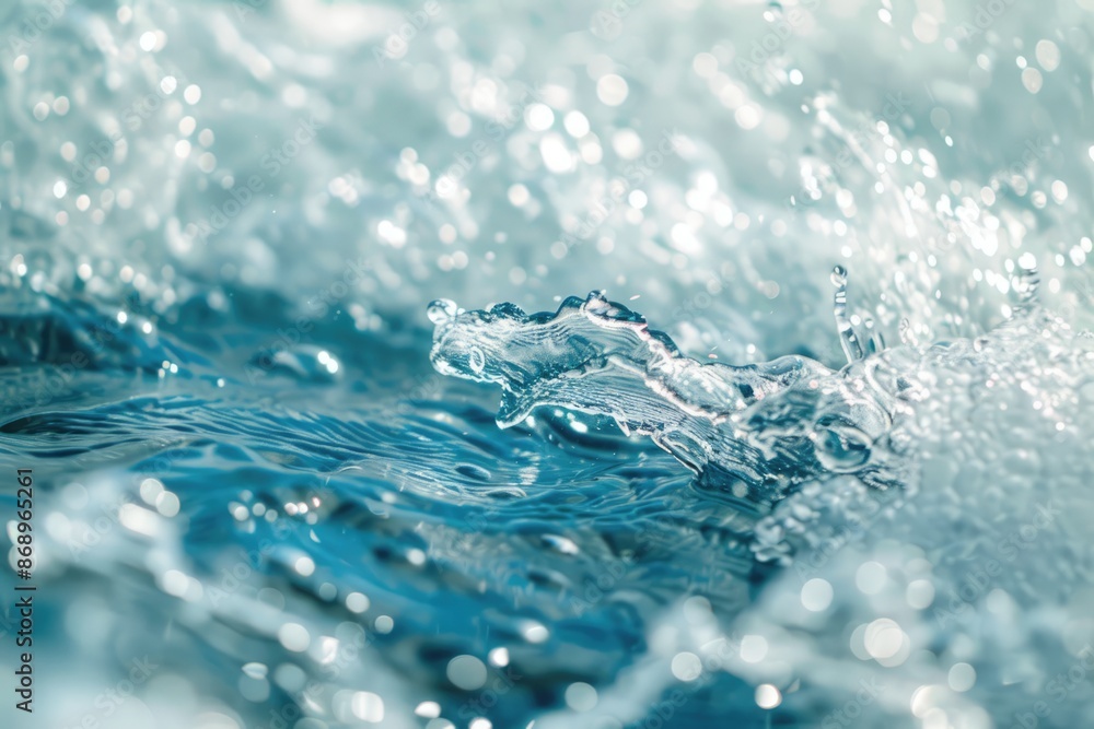 Water splash on the rippled surface with sun reflection. Transparent blue clear surface background Water splash on the rippled surface with sun reflection. Transparent blue clear surface background