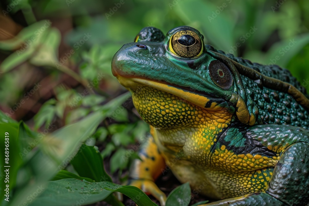 Fototapeta premium American Bullfrog, Macro,Left side view
