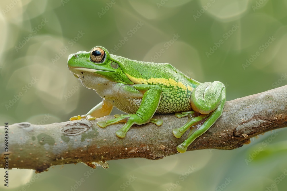 Australian Green Tree Frog, Left side view Australian Green Tree Frog, Left side view