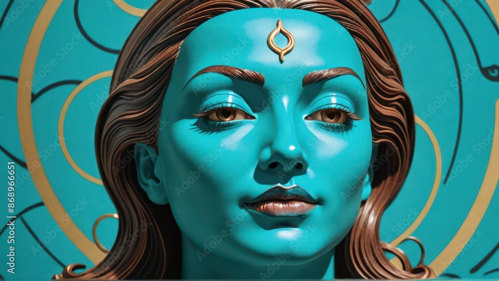 Blue Woman with Gold Ornament. Blue Woman with Gold Ornament.