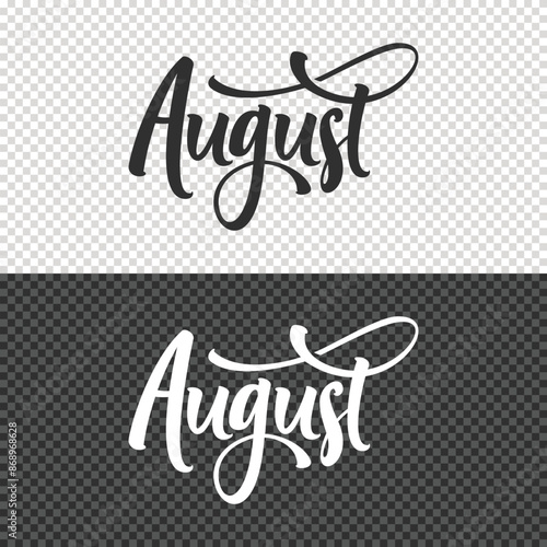 august lettering clipart element design
