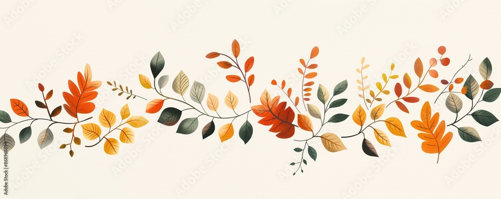 Obraz premium Ornate fall border, intricate leaf patterns, flat design illustration