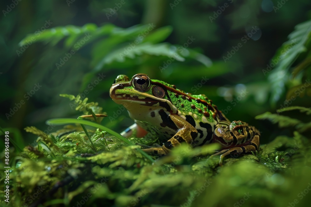 Obraz premium Northern Leopard Frog, Macro,Left side view