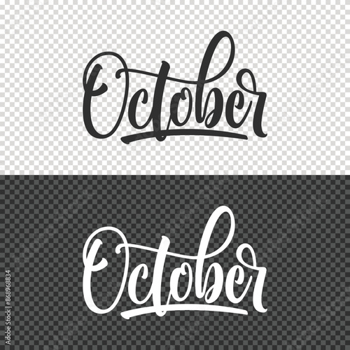 october lettering clipart element design