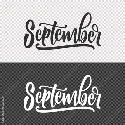 september lettering clipart element design