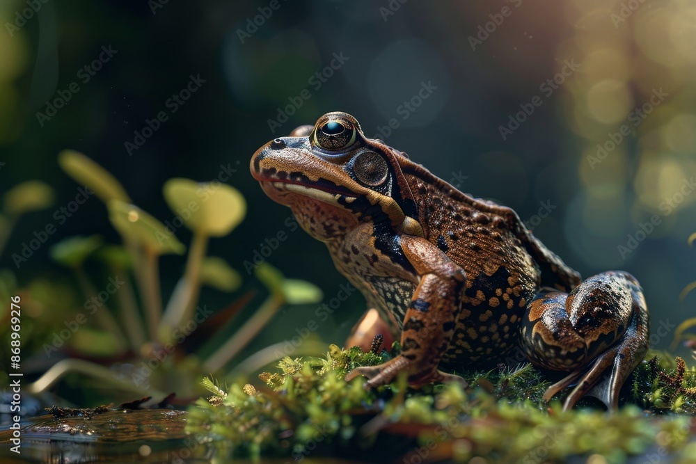 Obraz premium Northern Red-legged Frog, Macro,Left side view