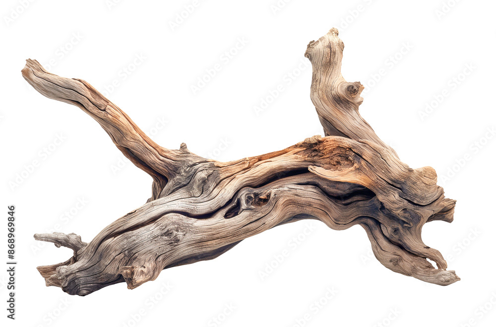 Dried dead tree trunk. Weathered driftwood cut out Dried dead tree trunk. Weathered driftwood cut out