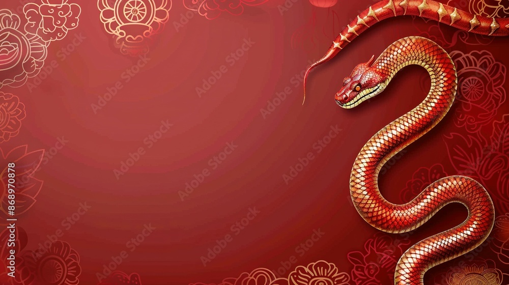 Snake Zodiac Sign with Text Space in Happy Chinese New Year 2025 Background Snake Zodiac Sign with Text Space in Happy Chinese New Year 2025 Background