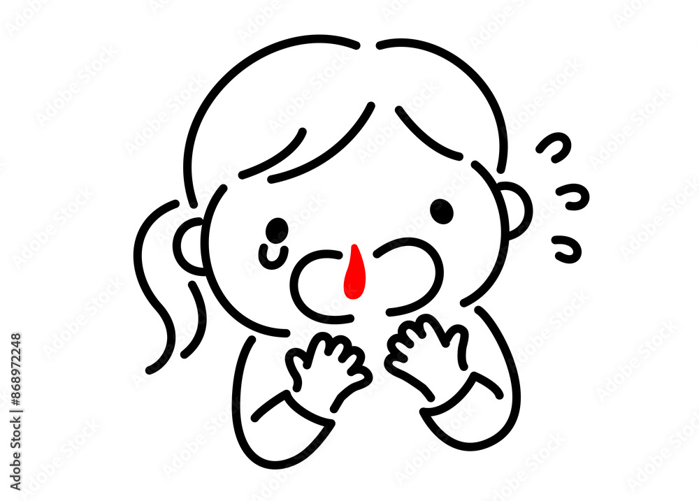 鼻血にびっくりして慌てる女の子
A girl is surprised and panicked by a nosebleed 鼻血にびっくりして慌てる女の子
A girl is surprised and panicked by a nosebleed